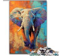 Puzzle da 1000 pezzi per adulti, dipinto a olio di un elefante, puzzle da 1000 pezzi per adulti, interazione familiare e regalo divertente, design astratto vibrante 50X75CM