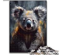 Puzzle da 1000 pezzi per adulti, dipinto a olio di un koala vivace in legno, per adolescenti dai 14 anni in su, decorazione per la casa 50x75cm per adolescenti e famiglie, regalo di Natale perfetto