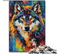 Puzzle da 1000 pezzi per adulti, dipinto a olio di un lupo, puzzle da 1000 pezzi per adulti, gioco di attività per famiglie per adolescenti, rompicapo impegnativo (dimensioni 50x75cm)