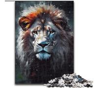 Puzzle da 1000 pezzi per adulti, dipinto a olio, ritratto di leone in legno, perfetto come decorazione fai da te o regalo di compleanno, 50x75cm, per compleanni, vacanze, Natale e Halloween