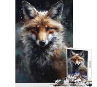 Puzzle da 1000 pezzi per adulti dipinto a olio ritratto di volpe giocattoli antistress fantastici regali e giocattoli giochi rilassanti ogni pezzo è unico - Dimensioni 50x75cm