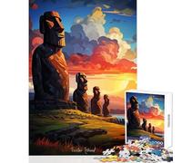 Puzzle da 1000 pezzi per adulti dipinto a olio sull'isola di Pasqua giocattolo decorazione da parete ottimo regalo per giochi rilassanti giochi per migliorare l'amore tra coppie dimensioni 38x26cm