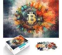 Puzzle da 1000 pezzi per adulti Dipinto astratto di Bitcoin Per il divertimento in famiglia offerte come regali per tutta la famiglia 50x70cm