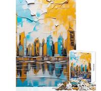 Puzzle da 1000 pezzi per adulti,dipinto astratto di paesaggio urbano con riflessi,giocattoli antistress,fantastici regali e giocattoli,gioco impossibile,sfida educativa,dimensioni 50x75cm