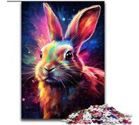Puzzle da 1000 pezzi per adulti, dipinto colorato, a forma di coniglio, in legno, attività divertente per la casa, 50x75cm, decorazione artistica fai da te, regalo di compleanno perfetto