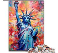 Puzzle da 1000 pezzi per adulti, dipinto colorato della Statua della Libertà, puzzle in cartone, regalo per uomini e donne, per uso quotidiano e per occasioni speciali, 1000 pezzi(26x38cm)