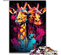 Puzzle da 1000 pezzi per adulti,dipinto colorato di una giraffa in legno,perfetto come decorazione fai da te o regalo di compleanno,gioco rompicapo da 50x75cm per adolescenti,perfetto regalo di Natale