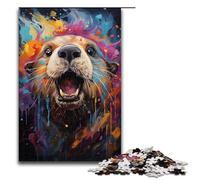 Puzzle da 1000 pezzi per adulti dipinto colorato raffigurante una lontra di mare gioco rilassante per famiglie antistress sfida difficile 75x50 cm.