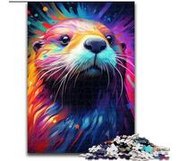 Puzzle da 1000 pezzi per adulti, dipinto colorato, raffigurante una lontra, realizzato in legno, perfetto regalo di Natale e Capodanno, regalo di festa 50x75cm per un gioco interattivo in famiglia