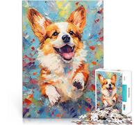Puzzle da 1000 pezzi per adulti Dipinto con cane Corgi a forma di tavolozza Giocattoli fai da te Lista dei desideri con Babbo Natale 52x38cm