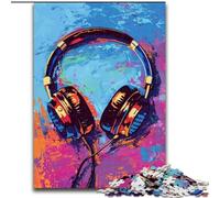 Puzzle da 1000 pezzi per adulti,dipinto con cuffie colorate in legno per il divertimento in famiglia durante i compleanni,Natale,50x75cm,coinvolgente attività di gioco per la serata in famiglia