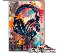 Puzzle da 1000 pezzi per adulti, dipinto con cuffie colorate in legno, perfetto come decorazione fai da te o regalo di compleanno, 50x75cm, rompicapo stimolante, giocattolo rilassante per adolescenti