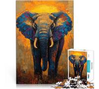 Puzzle da 1000 pezzi per adulti Dipinto di elefante Antistress Vacanza in patria Uccidere il tempo con poster abbinato e foglio di quiz 52x38cm