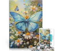 Puzzle da 1000 pezzi per adulti Dipinto di farfalla blu Antistress Vacanza in patria Uccidere il tempo con poster abbinato e foglio di quiz 38x26cm
