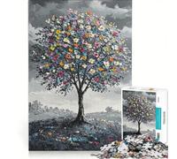 Puzzle da 1000 pezzi per adulti, dipinto di fiori colorati su un albero, gioco educativo, difficile e stimolante, gioco unico e avvincente 50x75cm