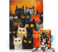 Puzzle da 1000 pezzi per adulti Dipinto di folla di gatti giochi divertenti per famiglie Ogni pezzo è unico - Gioco divertente e stimolante per tutta la famiglia 38x26cm