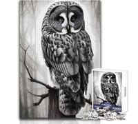 Puzzle da 1000 pezzi per adulti, dipinto di gufo grigio, ideale per rilassarsi nel tempo libero, taglio netto, senza cuciture, dimensioni del giocattolo: 38x26cm