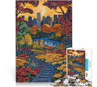 Puzzle da 1000 pezzi per adulti Dipinto di paesaggio urbano del parco Analisi e logica con pezzi completamente interconnessi di forma casuale 38x26cm