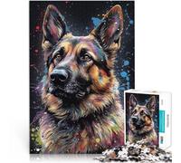 Puzzle da 1000 pezzi per adulti Dipinto di pastore tedesco Giocattolo educativo per l'apprendimento Regalo di compleanno, regali, arte murale 38x26cm