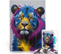 Puzzle da 1000 pezzi per adulti Dipinto di tigre blu Antistress Vacanza in patria Uccidere il tempo Migliorare l'amore tra le coppie 70x100cm