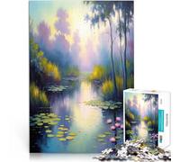 Puzzle da 1000 pezzi per adulti Dipinto di un giardino di ninfee in stile Monet Giochi educativi Migliorare l'amore tra le coppie 75x50cm