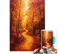 Puzzle da 1000 pezzi per adulti dipinto di un sentiero nel bosco autunnale gioco di puzzle per adulti decorazione da parete regalo per donne amici e familiari (dimensioni 50x75cm)