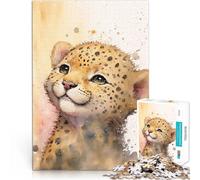 Puzzle da 1000 pezzi per adulti Dipinto di un simpatico cucciolo di leopardo Gioco intellettuale Adatto per la decorazione del desktop 75x50cm