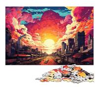 Puzzle da 1000 pezzi per adulti dipinto di una città al neon colorata puzzle difficile ottimo regalo e giocattolo per adolescenti dai 14 anni in su 1000 pezzi (38x26 cm)
