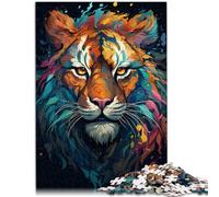 Puzzle da 1000 pezzi per adulti dipinto di una tigre selvatica giocattolo antistress interazione genitore-figlio, adatto per bambini e ragazzi dai 14 anni in su, 26 x 38 cm