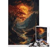 Puzzle da 1000 pezzi per adulti dipinto digitale di paesaggio con fiume illuminato dalla luna giocattoli antistress regalo divertente giochi per famiglie riduzione dello stress interessante 50x75cm