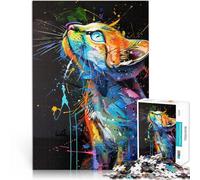 Puzzle da 1000 pezzi per adulti Dipinto Popart di gatto per il giocattolo di sfida del gioco educativo Adatto per la decorazione del desktop 52x38cm