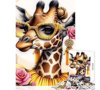 Puzzle da 1000 pezzi per adulti divertente alla moda a forma di giraffa antistress giocattoli regali di compleanno giochi per famiglie collezione di artisti belle arti dimensioni 38x26cm