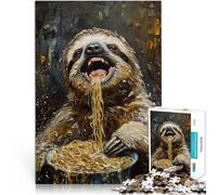 Puzzle da 1000 pezzi per adulti Divertente bradipo che mangia spaghetti Sfida difficile Ogni pezzo è unico - Gioco divertente e stimolante per tutta la famiglia 38x26cm
