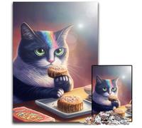 Puzzle da 1000 pezzi per adulti, divertente gatto che mangia biscotti, puzzle impegnativo, rompicapo - giocattolo rilassante per adolescenti 26X38CM/10,23x14,96 pollici