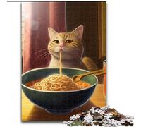 Puzzle da 1000 pezzi per adulti, divertente gatto che mangia ramen, puzzle per adulti, dimensioni 38x26cm, arredamento colorato per la casa e gioco interattivo per famiglie