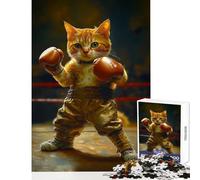 Puzzle da 1000 pezzi per adulti divertente giocattolo da boxe per gatti decorazione da parete regalo per compleanni gioco impossibile collezione di artisti belle arti dimensioni 38x26cm