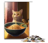 Puzzle da 1000 pezzi per adulti, divertente gioco di gatti che mangiano ramen, ideale come regalo per tutta la famiglia, 1000 pezzi