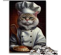 Puzzle da 1000 pezzi per adulti, divertente puzzle a forma di gatto chef, in legno, per stimolare l'interazione familiare e stimolare il cervello, sfida di attività per famiglie(50x75cm)