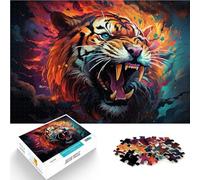 Puzzle da 1000 pezzi per adulti divertenti giochi per tutta la famiglia con tigri arrabbiate. Aiuta il cervello ad allenare i giocattoli che creano dipendenza per promuovere la pazienza 26 x 38 cm