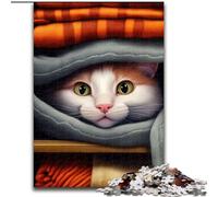 Puzzle da 1000 pezzi per adulti,divertenti puzzle con facce di gatto e simpatici animali,difficili da trovare,per adulti,50x75cm,per serate di gioco in famiglia,opere d'arte decorative fai da te.