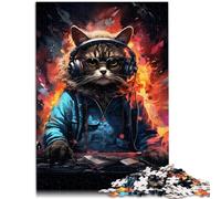 Puzzle da 1000 pezzi per adulti "DJ Cat" impossibile puzzle divertente per la casa, regalo di compleanno, regalo di viaggio, adatto per ragazzi dai 14 anni in su, 26 x 38 cm