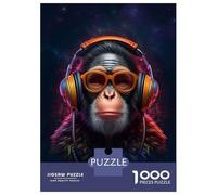 Puzzle Da 1000 Pezzi Per Adulti DJ Monkey with Headphones Puzzle Per Adulti Gioco Rompicapo Vacanza A Casa Passatempo Interazione Genitore-figlio 38x26cm/1000pcs