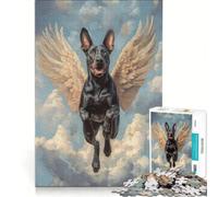 Puzzle da 1000 pezzi per adulti Doberman con ali d'angelo gioco pratico e divertente da fare a casa bellissimo design 38x52cm