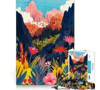 Puzzle da 1000 pezzi per adulti,Dolomiti,montagna,valle,fiori,Italia,bordo preciso,arte,gioco di logica,divertimento e relax,regalo festivo (38x26cm)