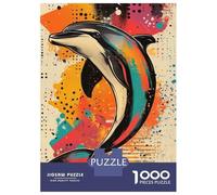 Puzzle Da 1000 Pezzi Per Adulti Dolphin Splash Art Dynamic Dolphin Illustration Modern Pop Art Marine Design Puzzle Per Adulti Giocattolo Decorazione Da Parete Decorazione Per La Casa Offerta Come R
