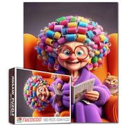 Puzzle da 1000 pezzi per adulti donna anziana lettura riviste divano gatto intellettuale decompressione divertente gioco di famiglia migliore per giochi di famiglia collezione 40 x 70 cm