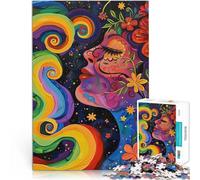 Puzzle da 1000 pezzi per adulti Donna astratta con fiori nello spazio Giocattoli antistress Migliorare l'amore tra le coppie 70x100cm