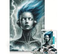 Puzzle da 1000 pezzi per adulti: Donna cibernetica in un mare in tempesta, gioco impossibile, impegnativo da completare, ideale come regalo 50x75cm