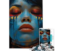 Puzzle da 1000 pezzi per adulti donna con cuffie e trucco per il viso sfida per l'intelligenza giocattolo avvincente giochi per famiglie difficile regalo di Babbo Natale segreto (dimensioni 75x50cm)