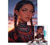 Puzzle da 1000 pezzi per adulti Donna con trecce e gioielli︰ Oracolo del crepuscolo cremisi Gioco impossibile per gioco educativo Sfida Giocattolo Regalo divertente Migliora la memoria (38x52cm)